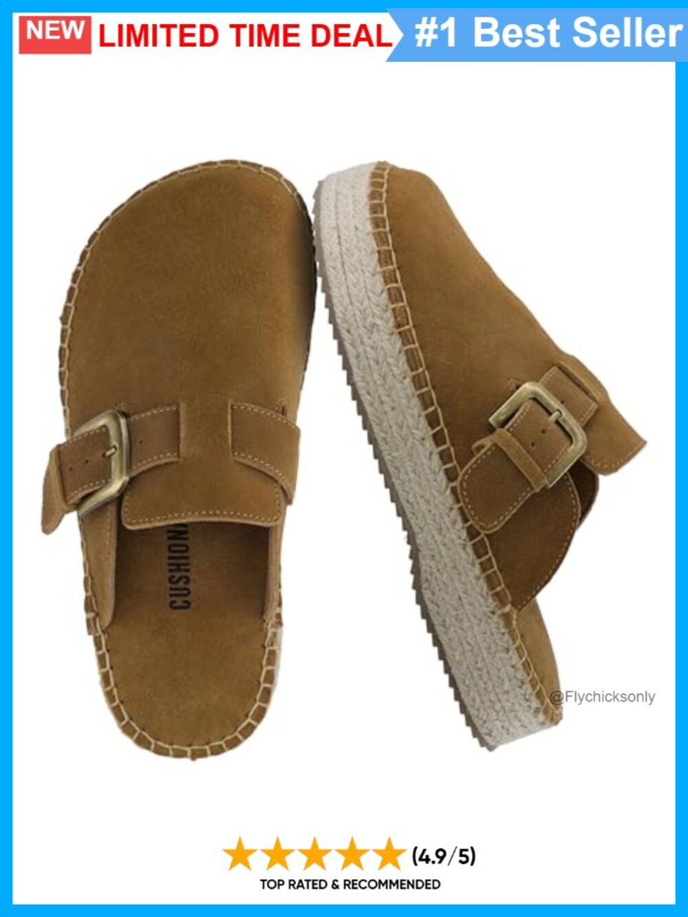 Suede Espadrille Mule Slip-On Clog Jute Platform Adjustable Buckle